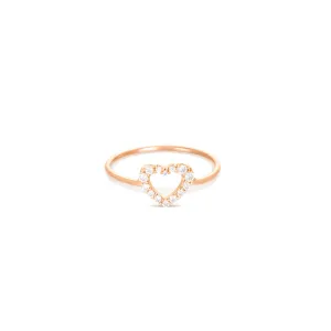 Heart 18K Rose Gold Ring w. Diamonds