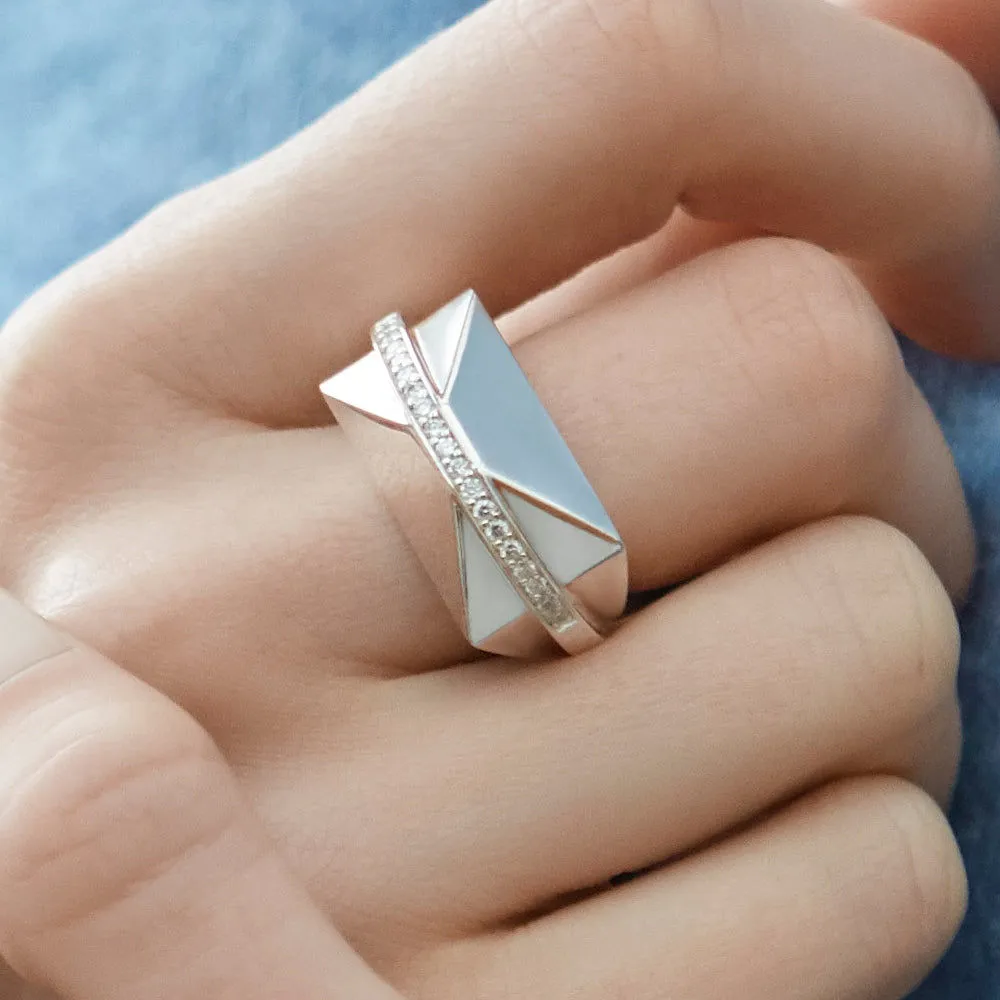 ICON SHARD 18K Gold Plated Ring w. Diamond