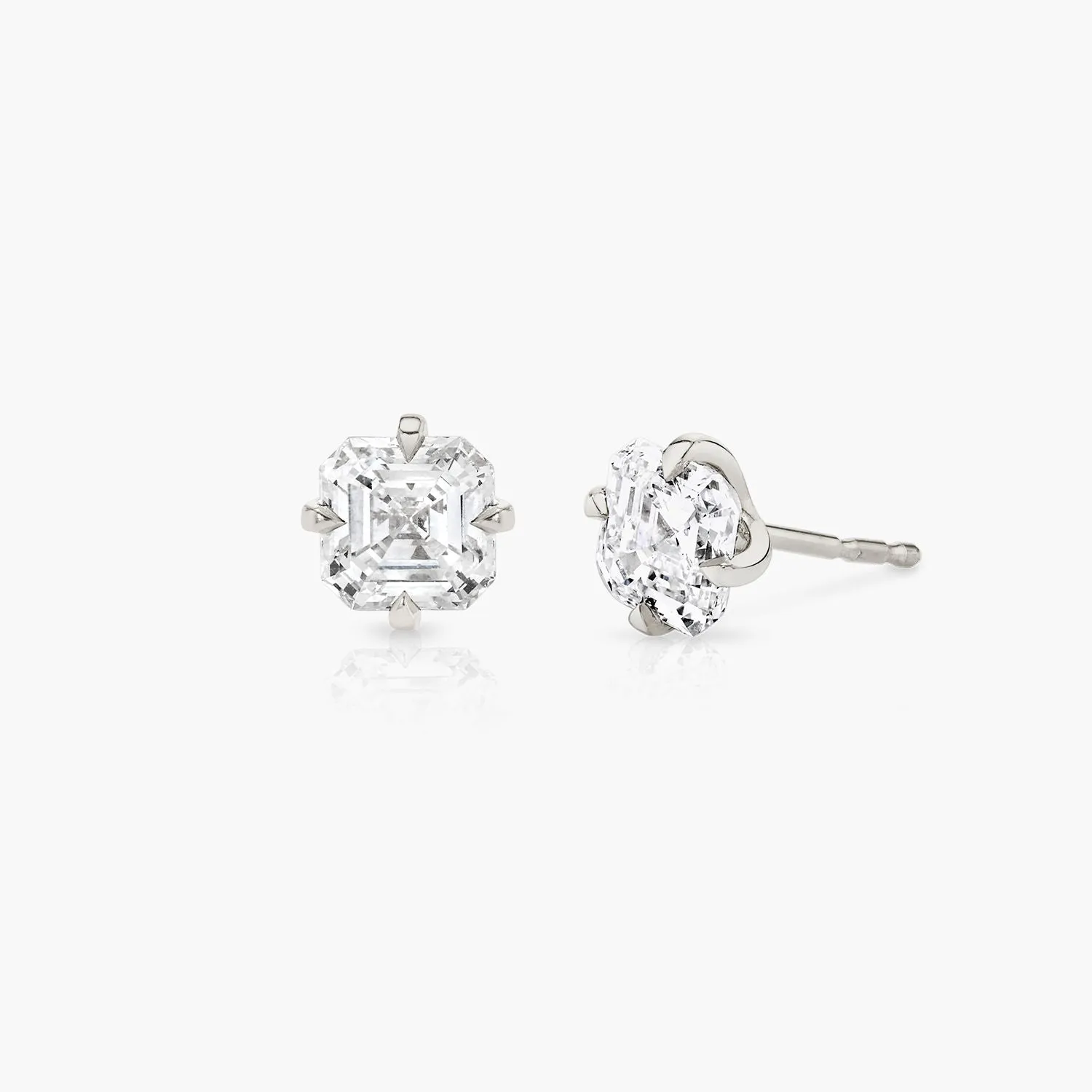 Iconic Asscher 14K Whitegold Studs w. Lab-Grown Diamonds, 0.75 ct.