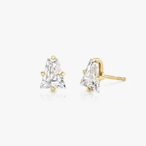 Iconic Keystone 14K Gold Studs w. Lab-Grown Diamonds, 0.75 ct.