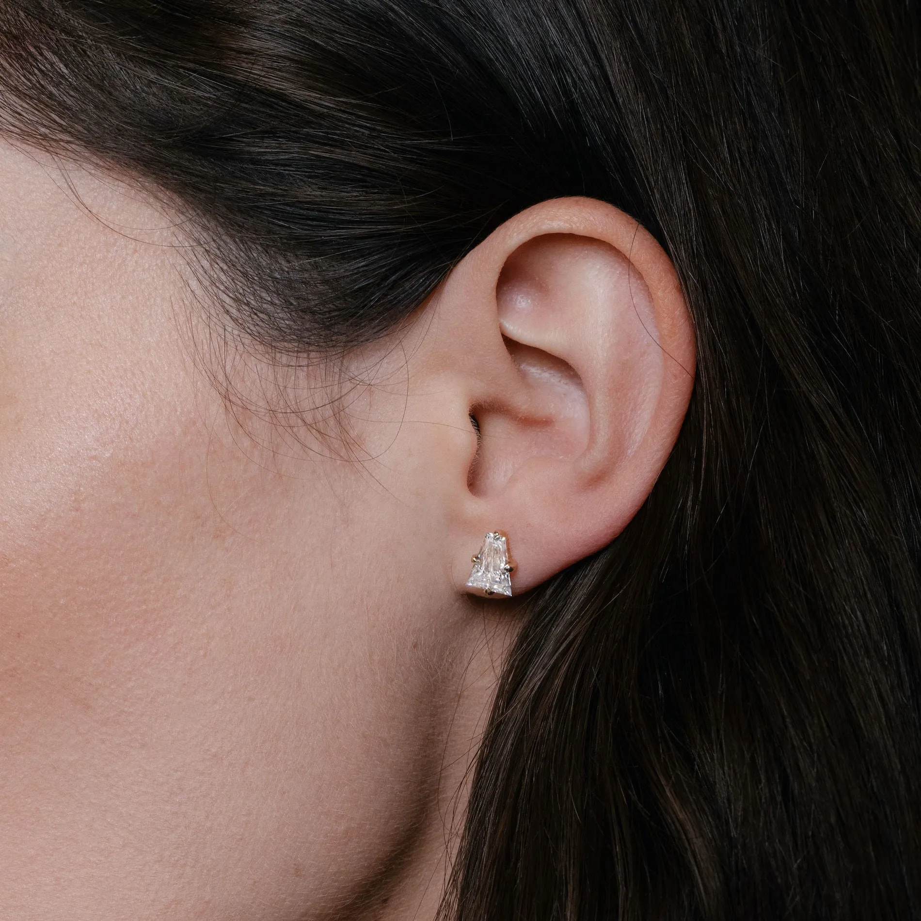 Iconic Keystone 14K Gold Studs w. Lab-Grown Diamonds, 0.75 ct.