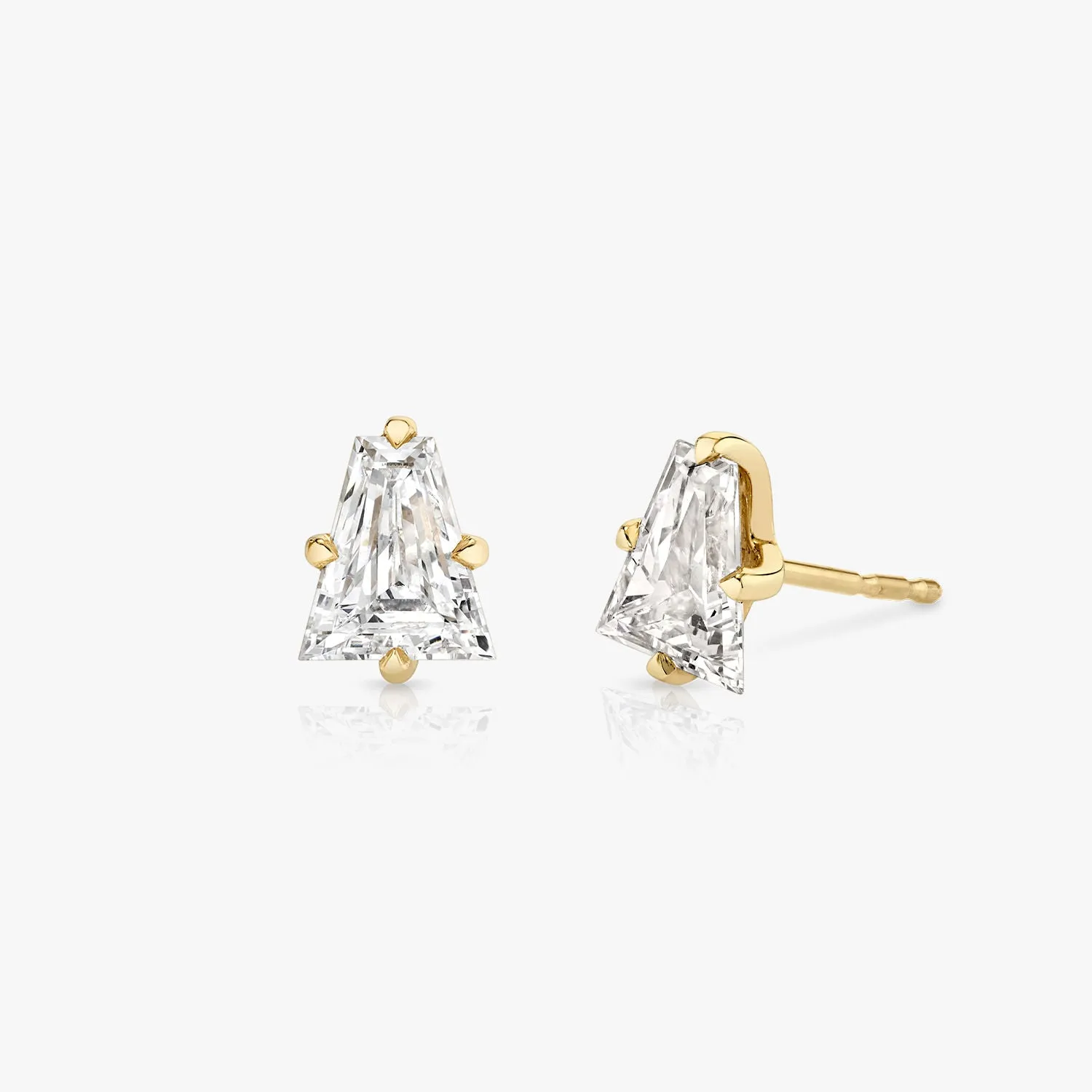 Iconic Keystone 14K Gold Studs w. Lab-Grown Diamonds, 0.75 ct.