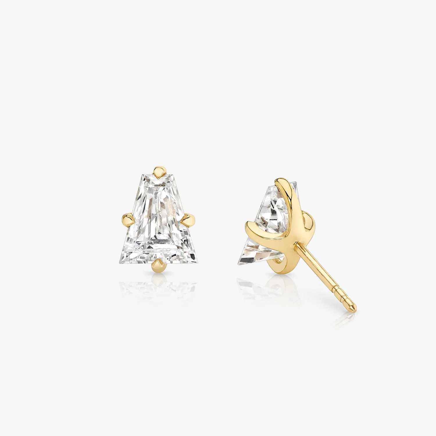 Iconic Keystone 14K Gold Studs w. Lab-Grown Diamonds, 0.75 ct.