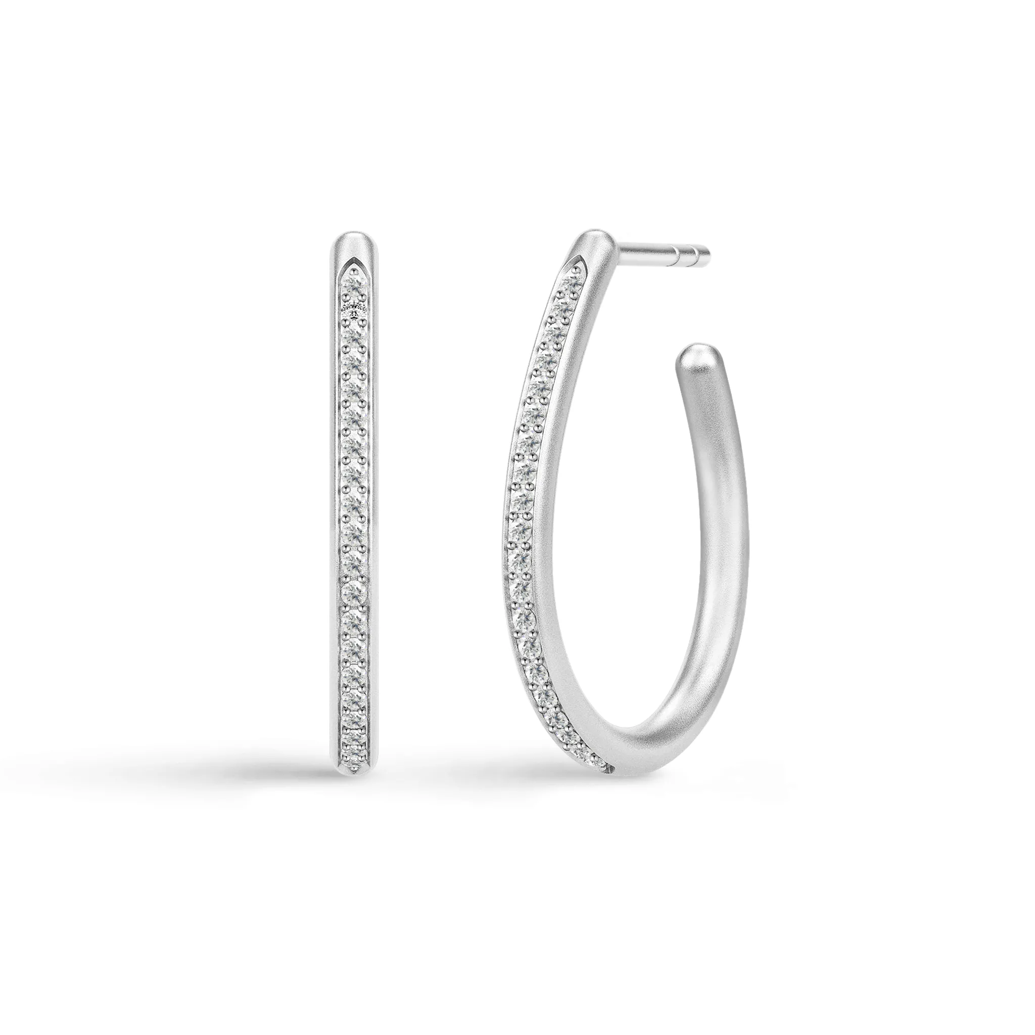 Infinity Pear Silver Hoops w. Zirconia