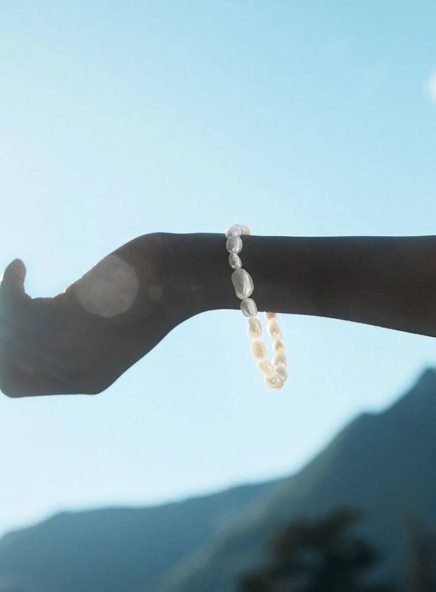 Irregular pearls 14K Gold Plated Bracelet w. Pearl