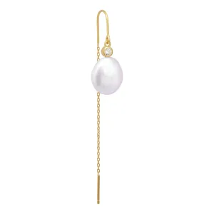 Isla Hook 18K Gold Plated Earring w. Pearl & Zirconia