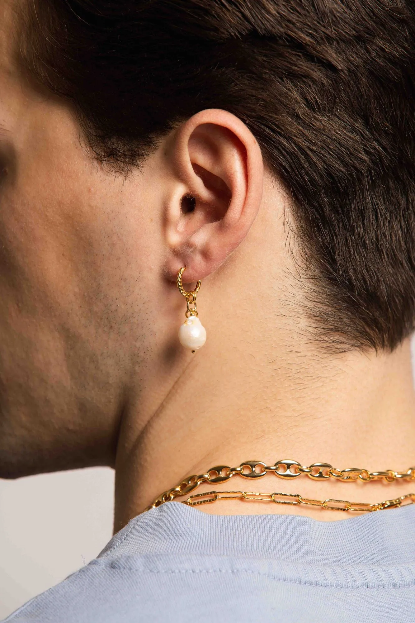 IX Bera 22K Gold Plated Hoop w. Pearl Hoop
