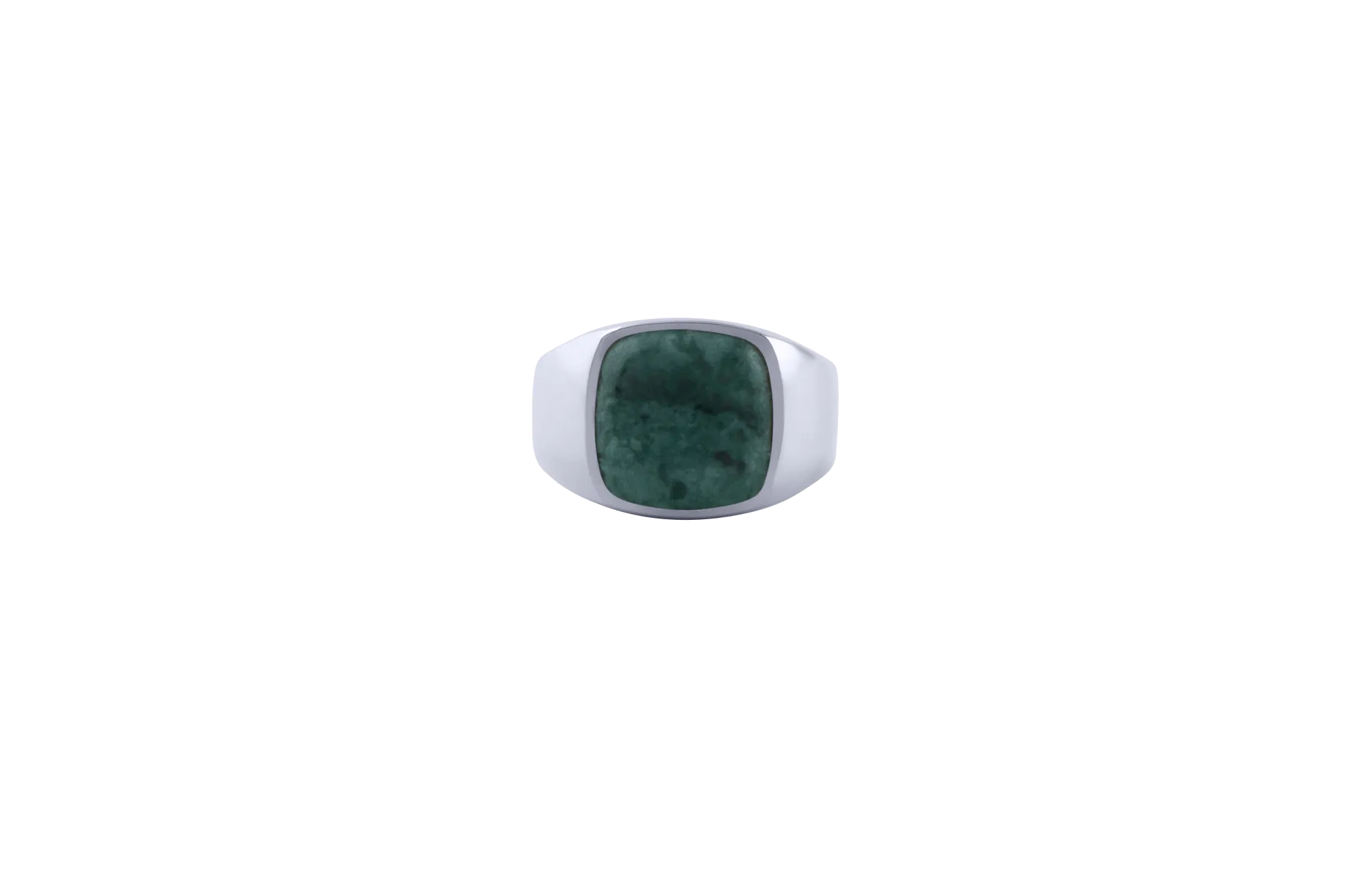 IX Cushion Marble Silver Signet Ring
