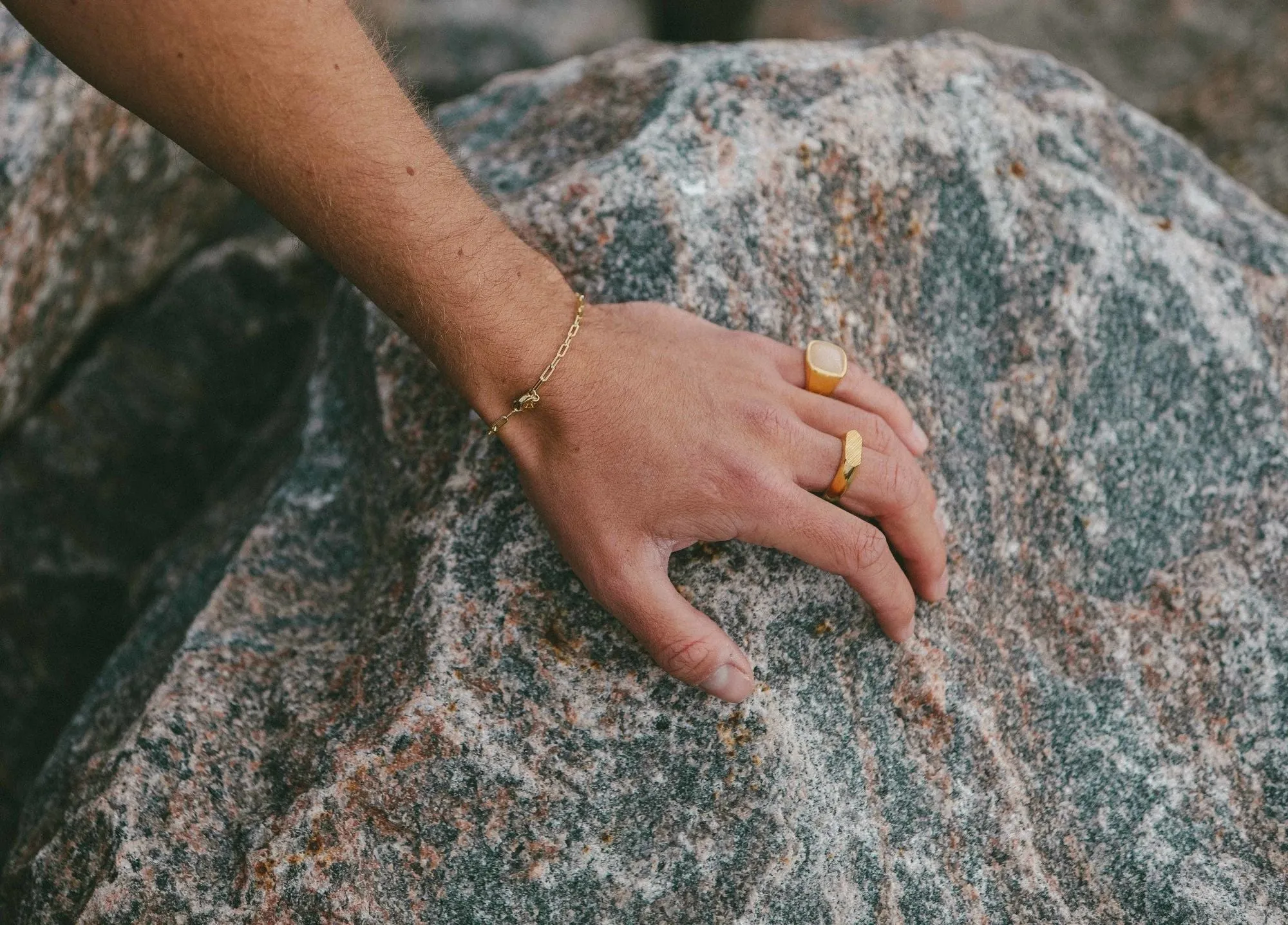 IX Cushion Moonstone Signet Gold Plated Ring