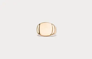 IX Cushion Polished Signet 14K Gold Ring