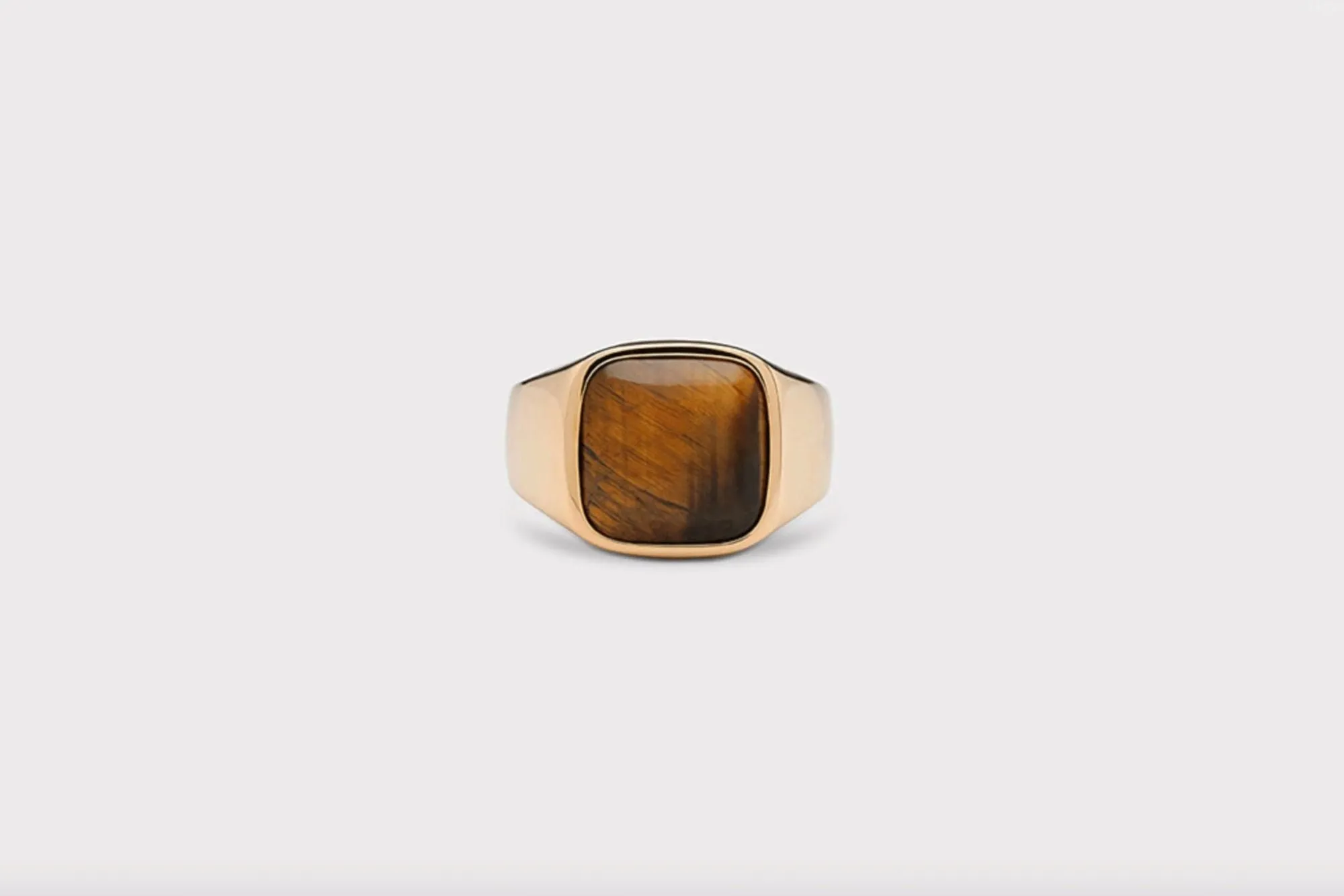 IX Cushion Signet 22K Gold Plated Ring w. Tiger's Eye Ring