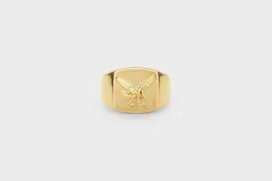 IX Eagle Signet Gold Plated Ring