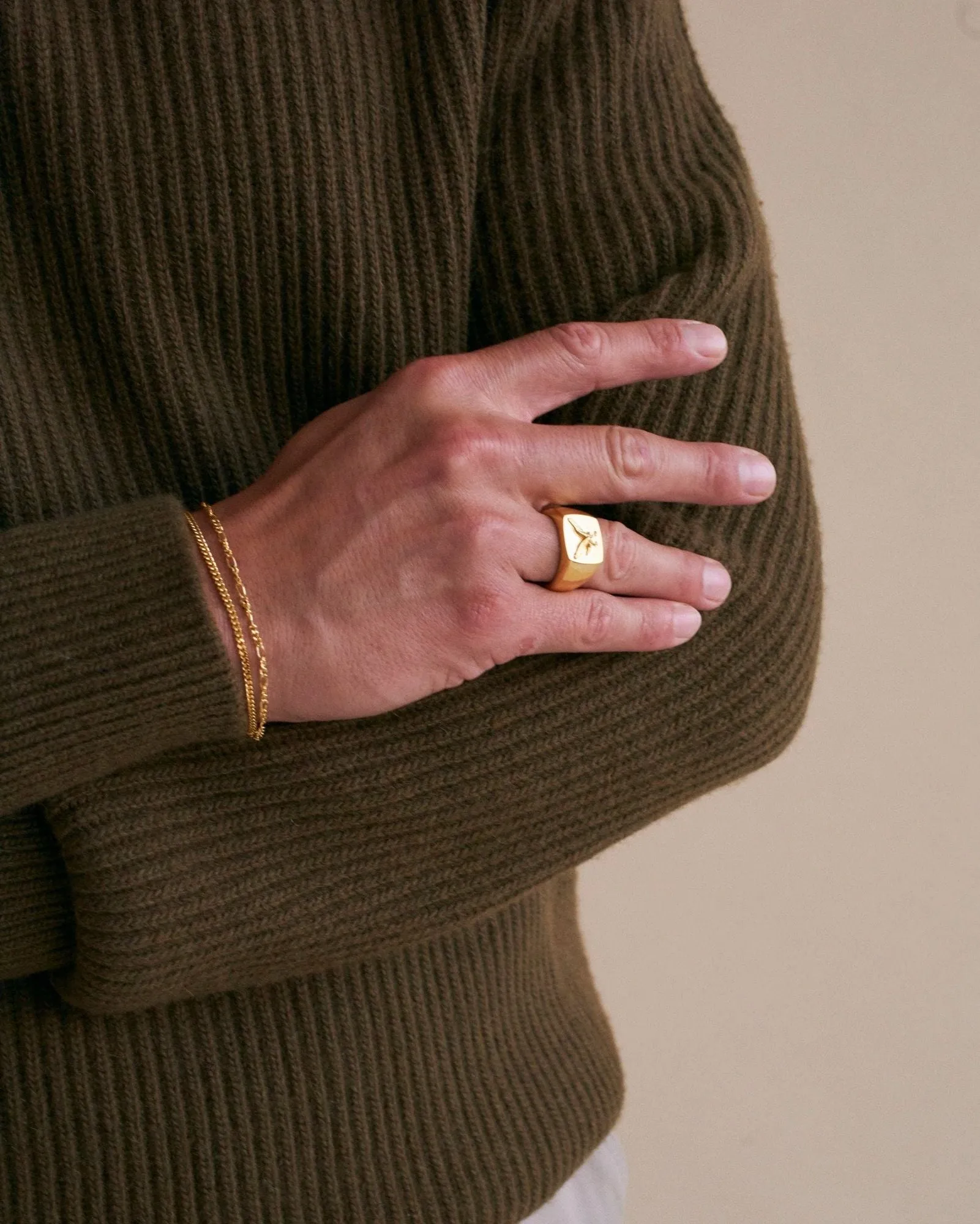 IX Eagle Signet Gold Plated Ring