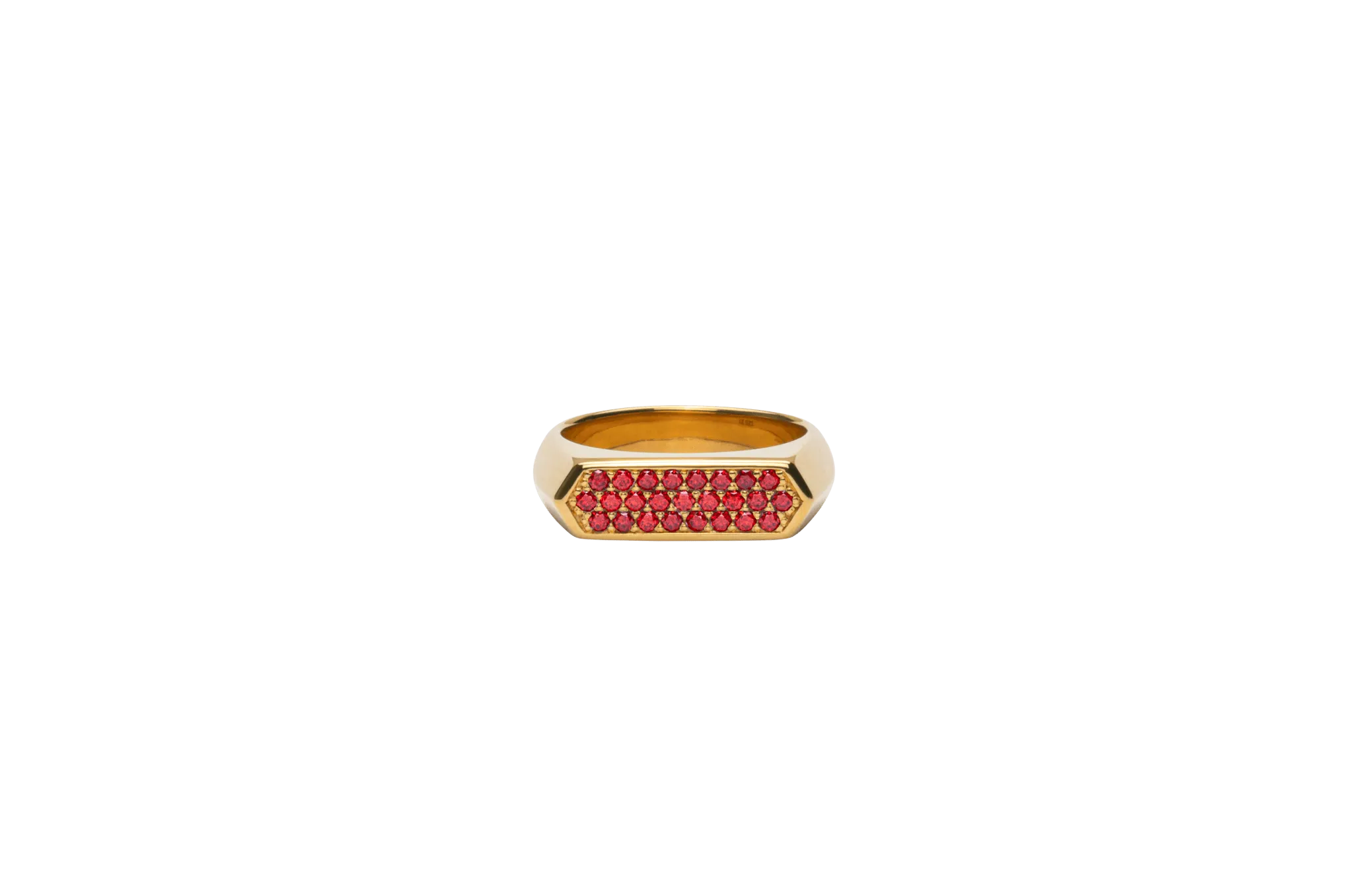 IX Mini Hexagon Red Gold Plated Ring
