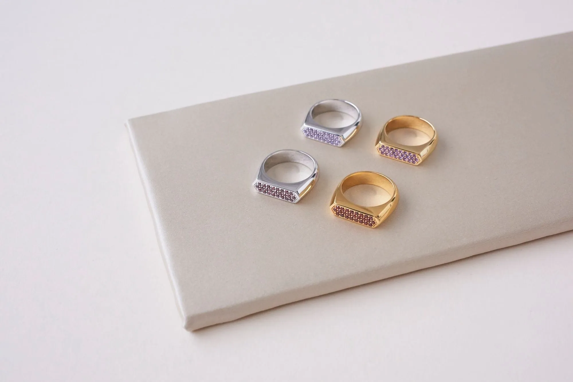 IX Mini Hexagon Red Gold Plated Ring