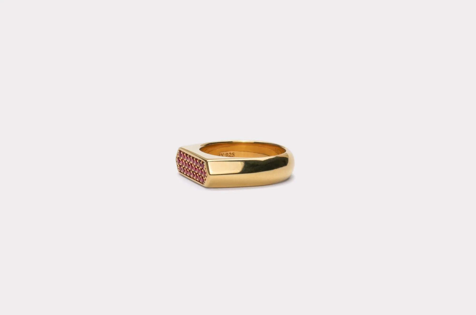 IX Mini Hexagon Red Gold Plated Ring