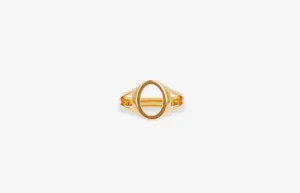 IX Mini Oval Simple Signet 22K Gold Plated Ring