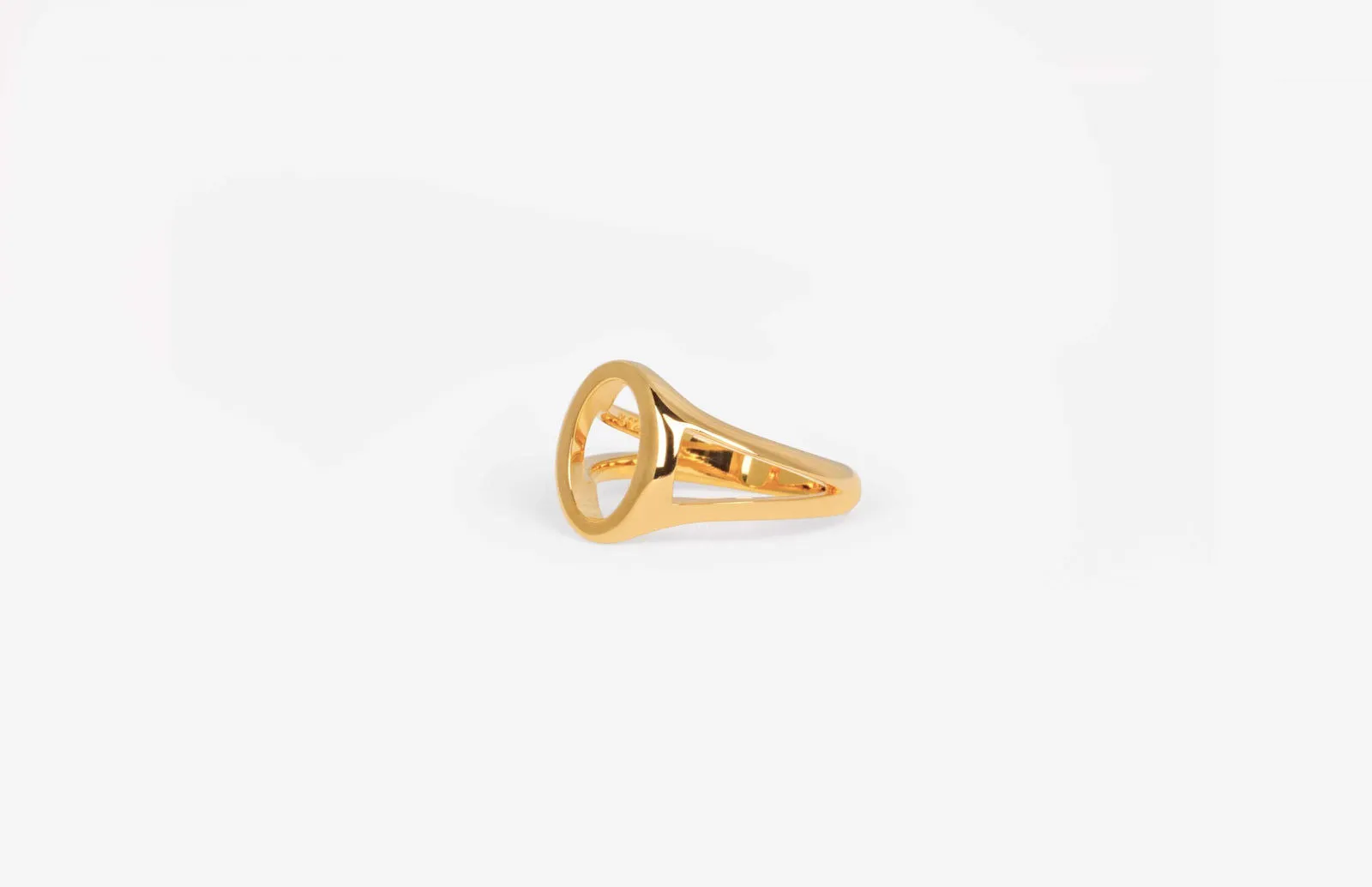 IX Mini Oval Simple Signet 22K Gold Plated Ring