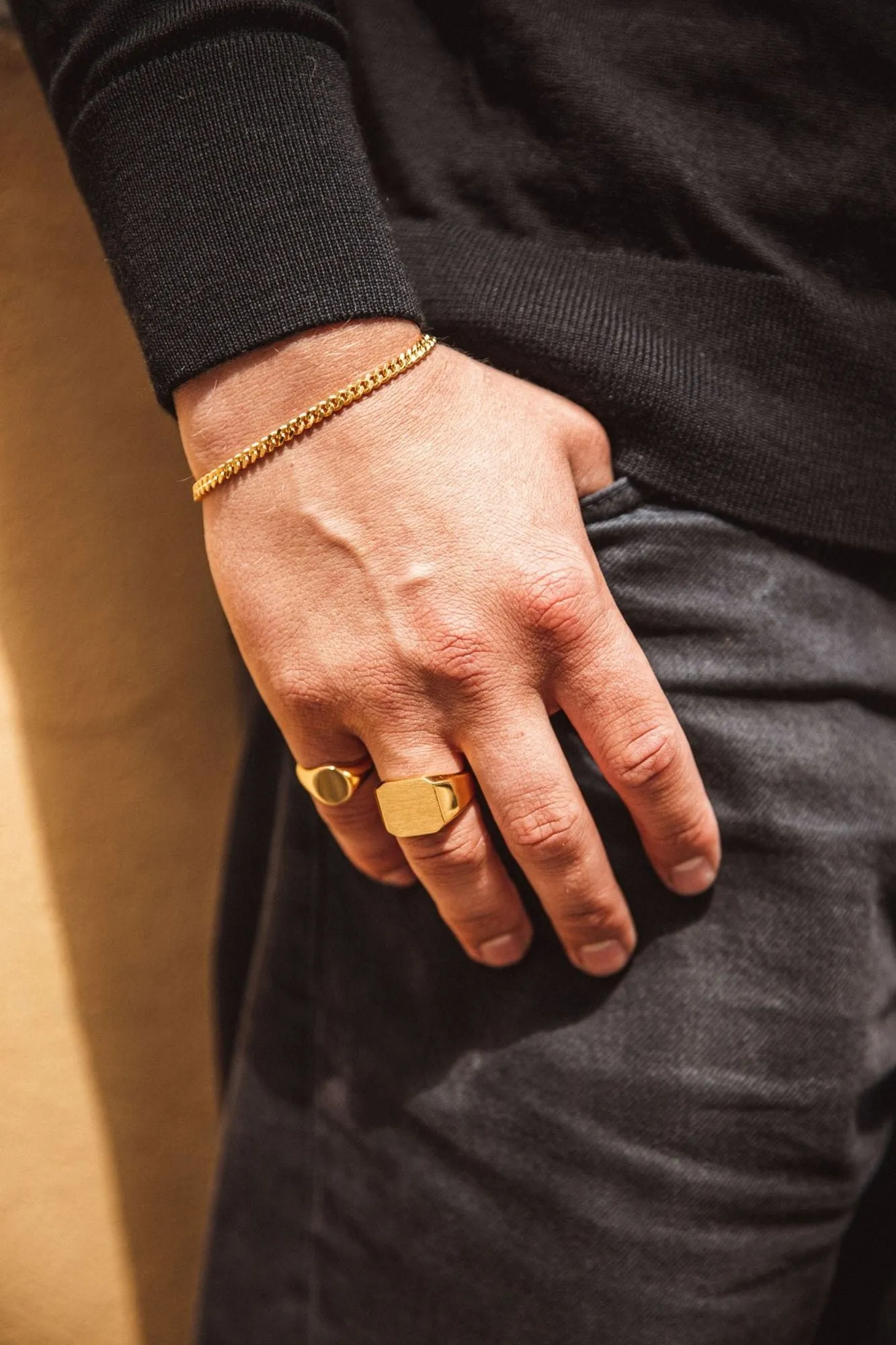 IX Octagon Signet 22K Gold Plated Ring