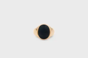 IX Oval Signet Hawks Eye Gold Plated Ring