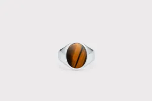 IX Oval Signet Tiger Eye Ring