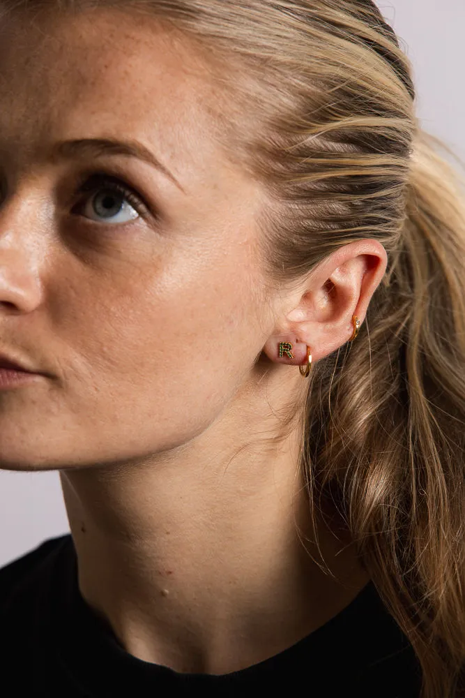 IX Q 22K Gold Plated Stud w. Zirconia