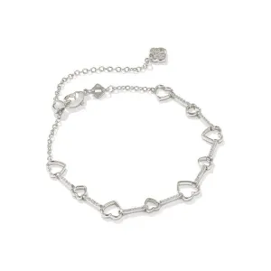 Kendra Scott Haisley Delicate Heart Chain Bracelet In White Crystal