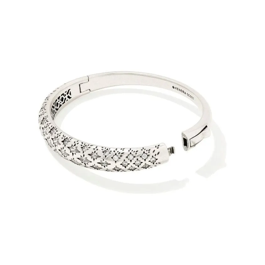 Kendra Scott Silver Holland Bangle in White Crystal