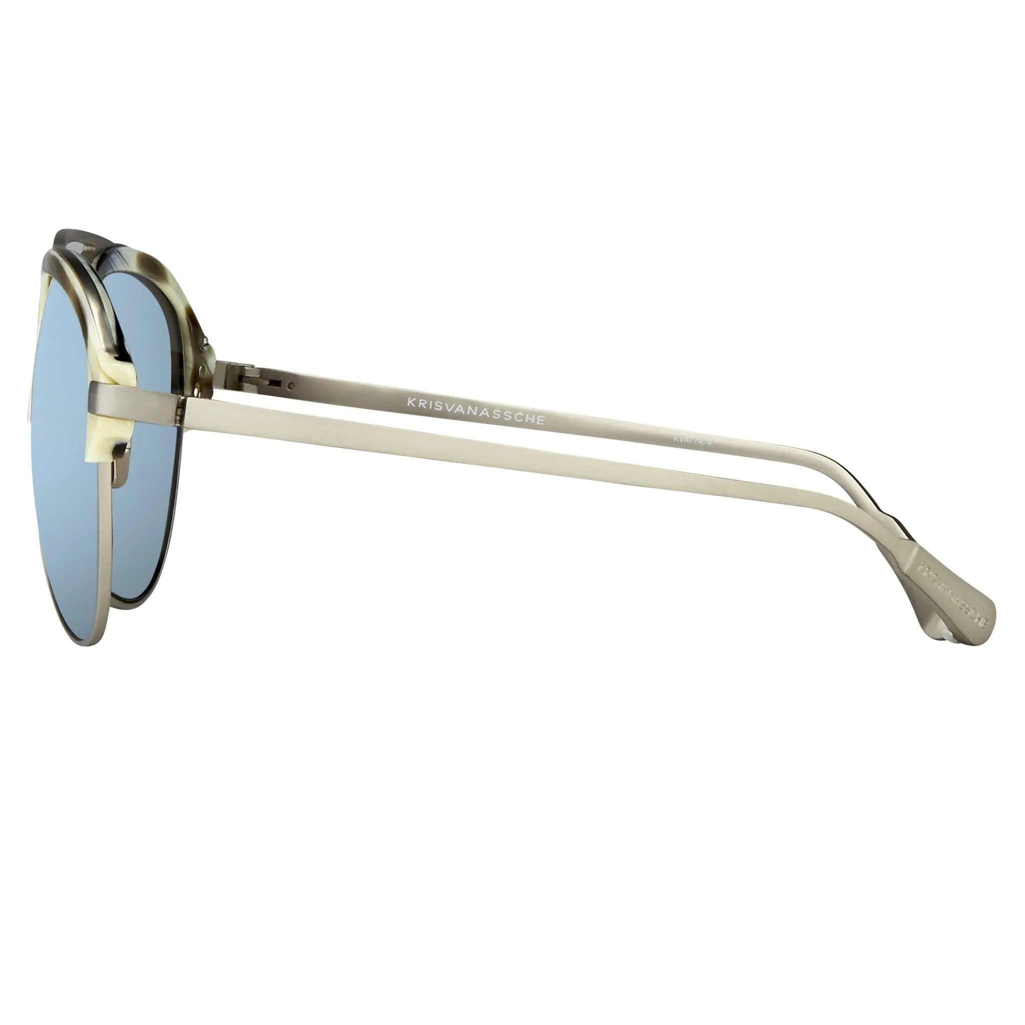 Kris Van Assche Men's Sunglasses Silver and Blue KVA74C4SUN