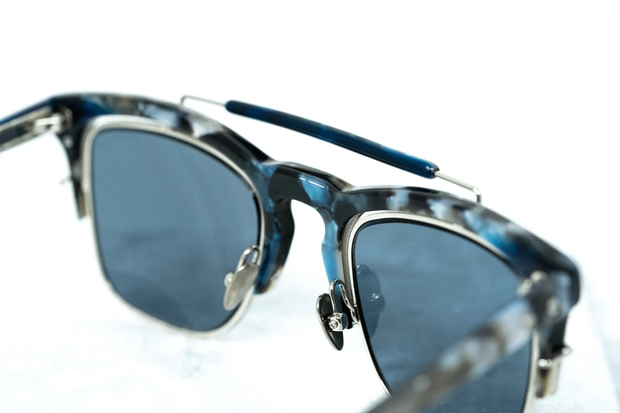 Kris Van Assche Sunglasses D-Frame Black Tortoise and Blue Lenses