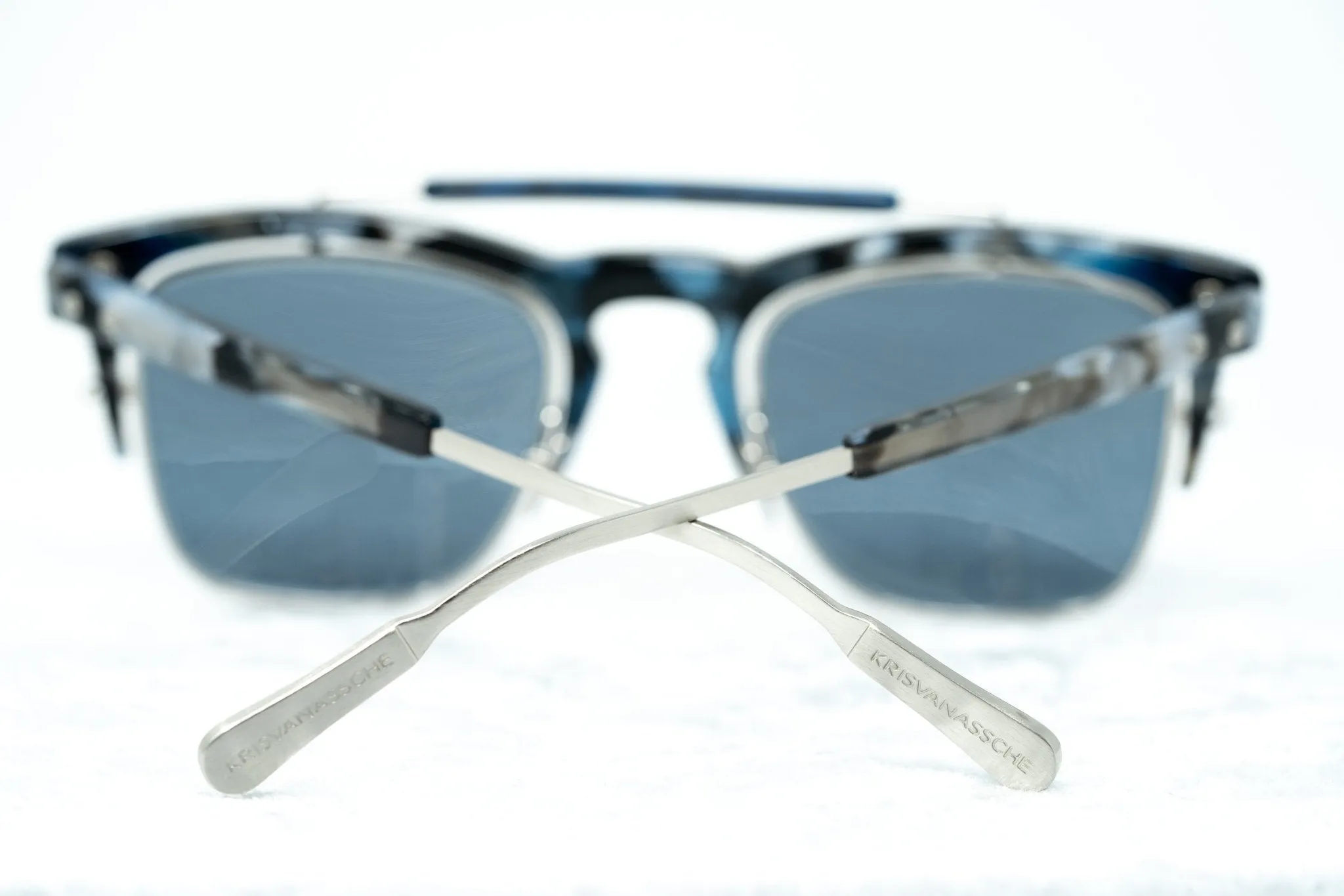 Kris Van Assche Sunglasses D-Frame Black Tortoise and Blue Lenses