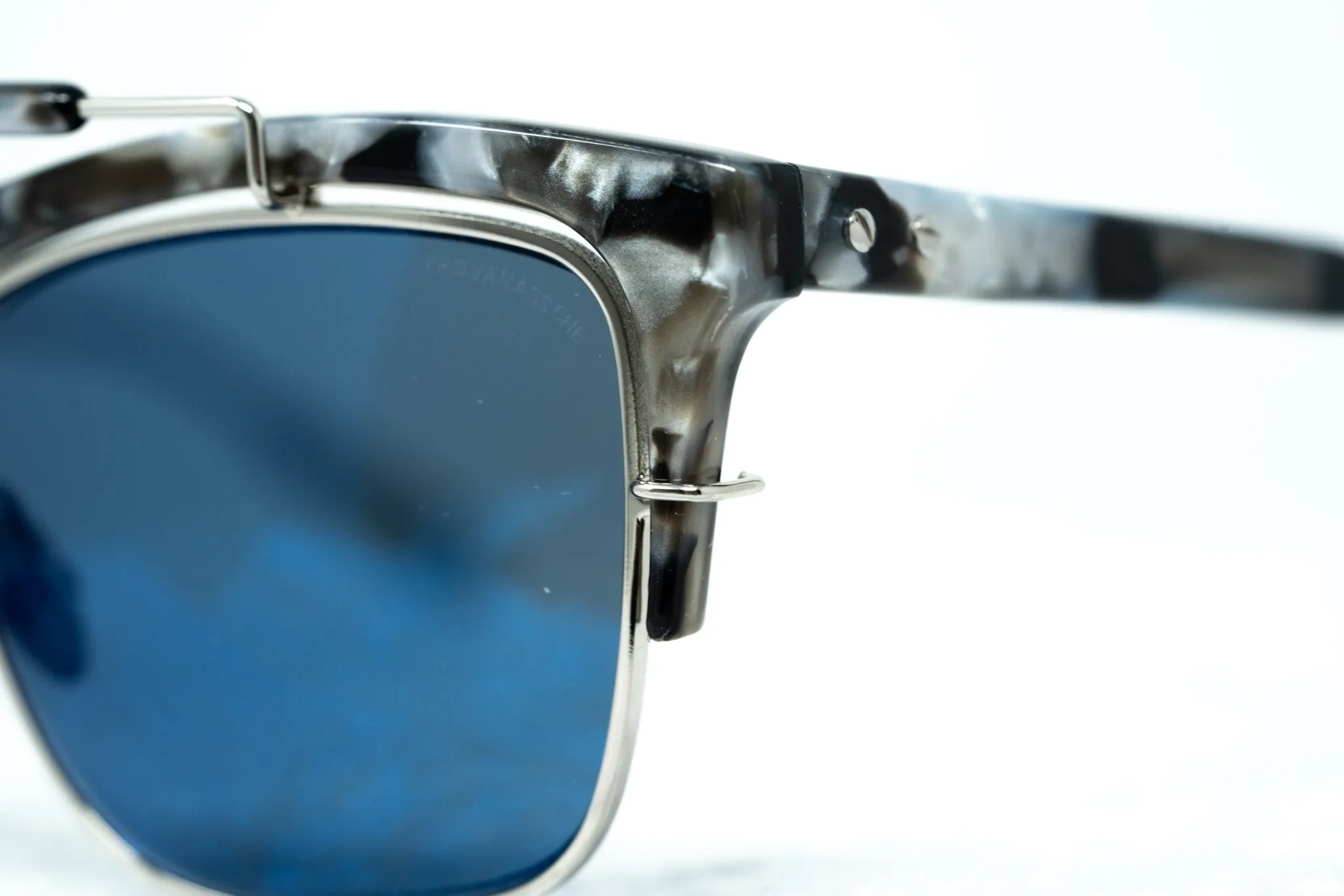 Kris Van Assche Sunglasses D-Frame Black Tortoise and Blue Lenses
