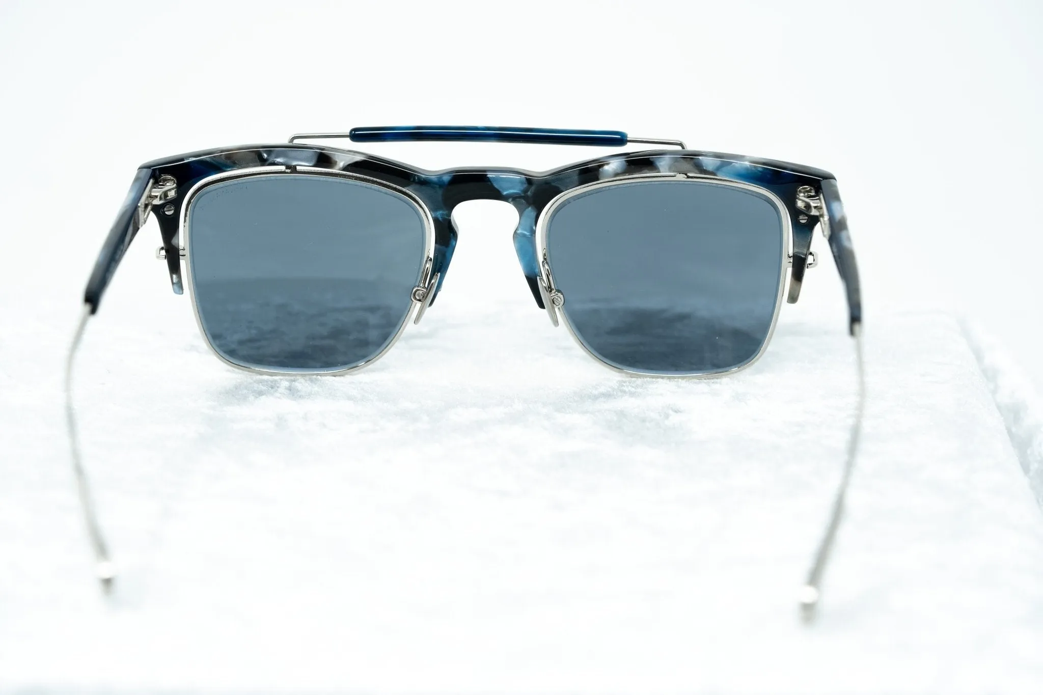 Kris Van Assche Sunglasses D-Frame Black Tortoise and Blue Lenses