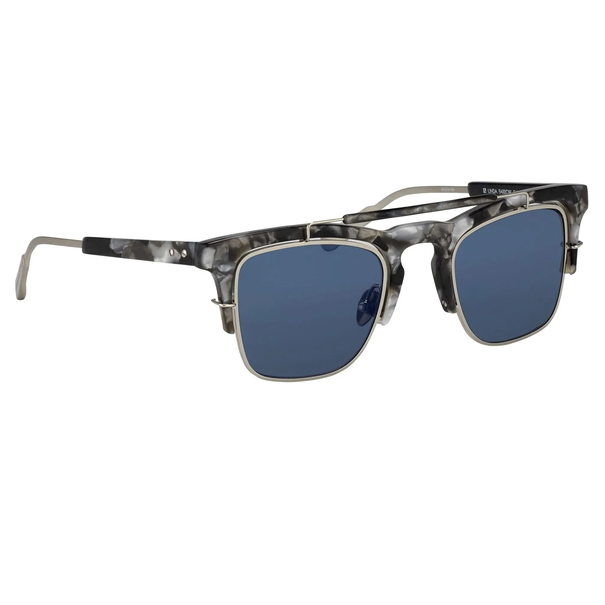 Kris Van Assche Sunglasses D-Frame Black Tortoise and Blue Lenses