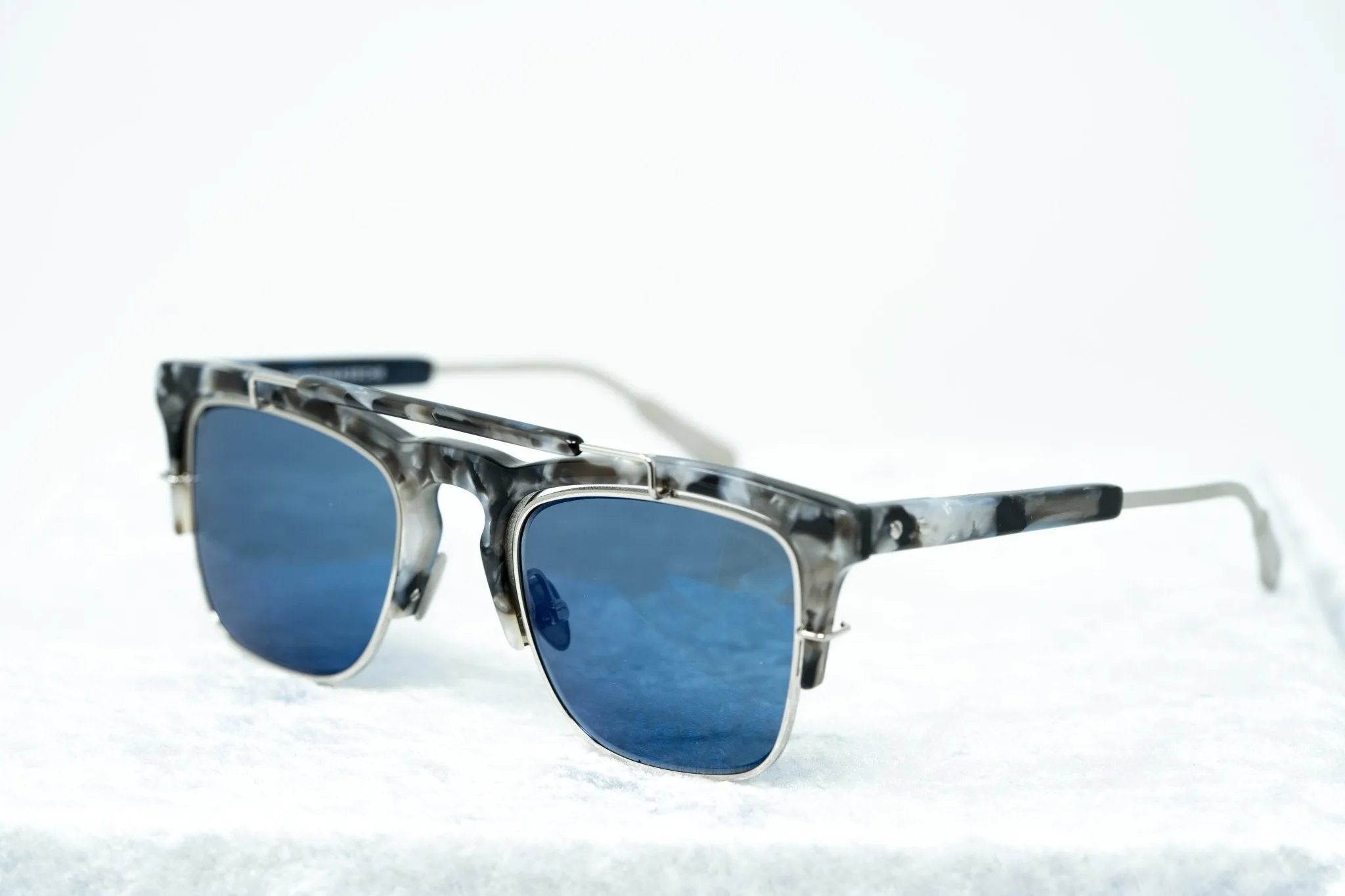 Kris Van Assche Sunglasses D-Frame Black Tortoise and Blue Lenses