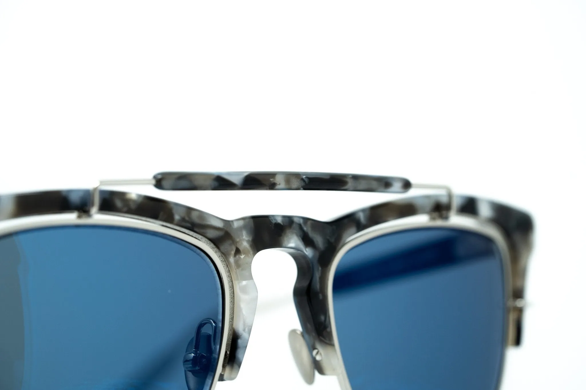 Kris Van Assche Sunglasses D-Frame Black Tortoise and Blue Lenses