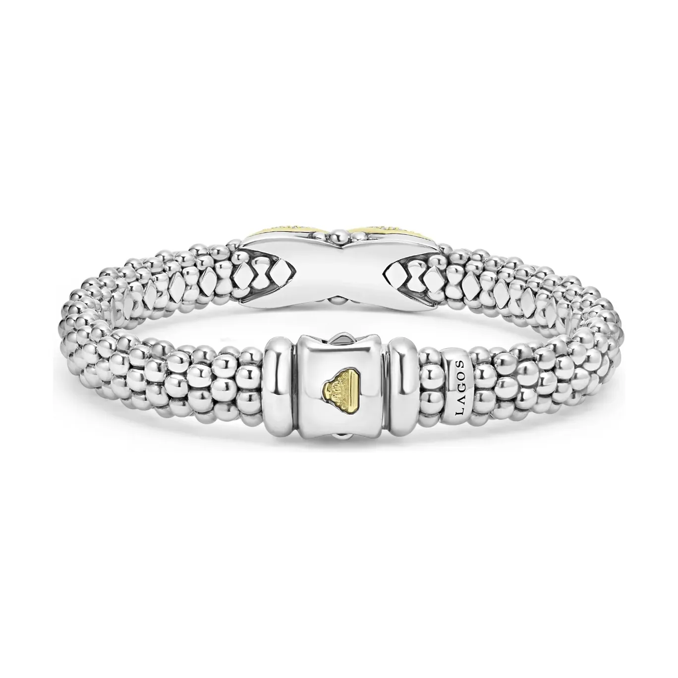 Lagos 18K and Sterling Silver Embrace Large Diamond Bracelet