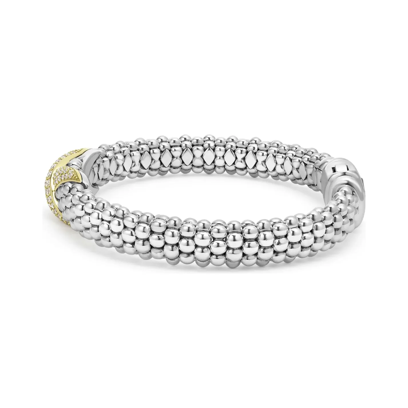 Lagos 18K and Sterling Silver Embrace Large Diamond Bracelet