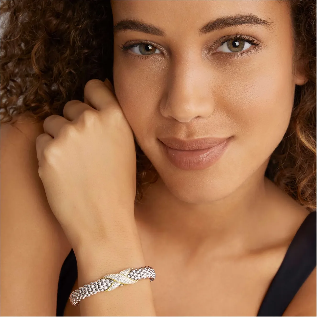 Lagos 18K and Sterling Silver Embrace Large Diamond Bracelet