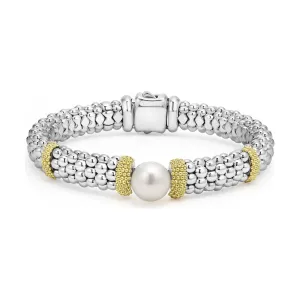 Lagos 18K and Sterling Silver Luna Lux Pearl Caviar Bracelet