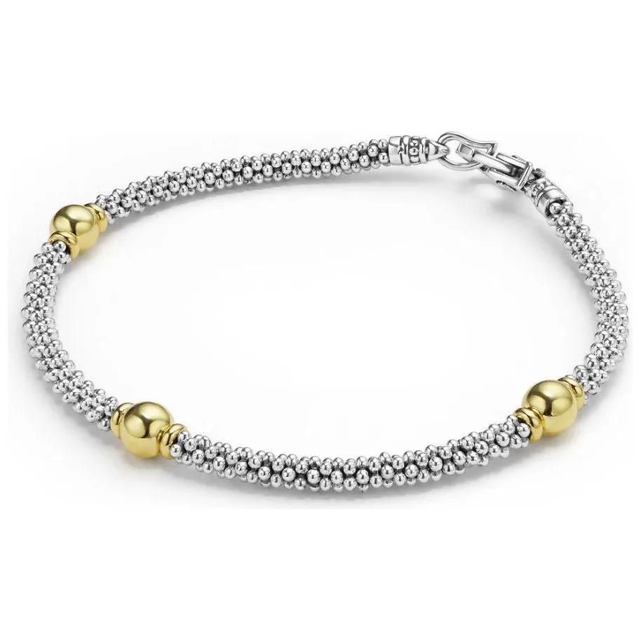 Lagos 18k Gold & Sterling Silver Station Bracelet