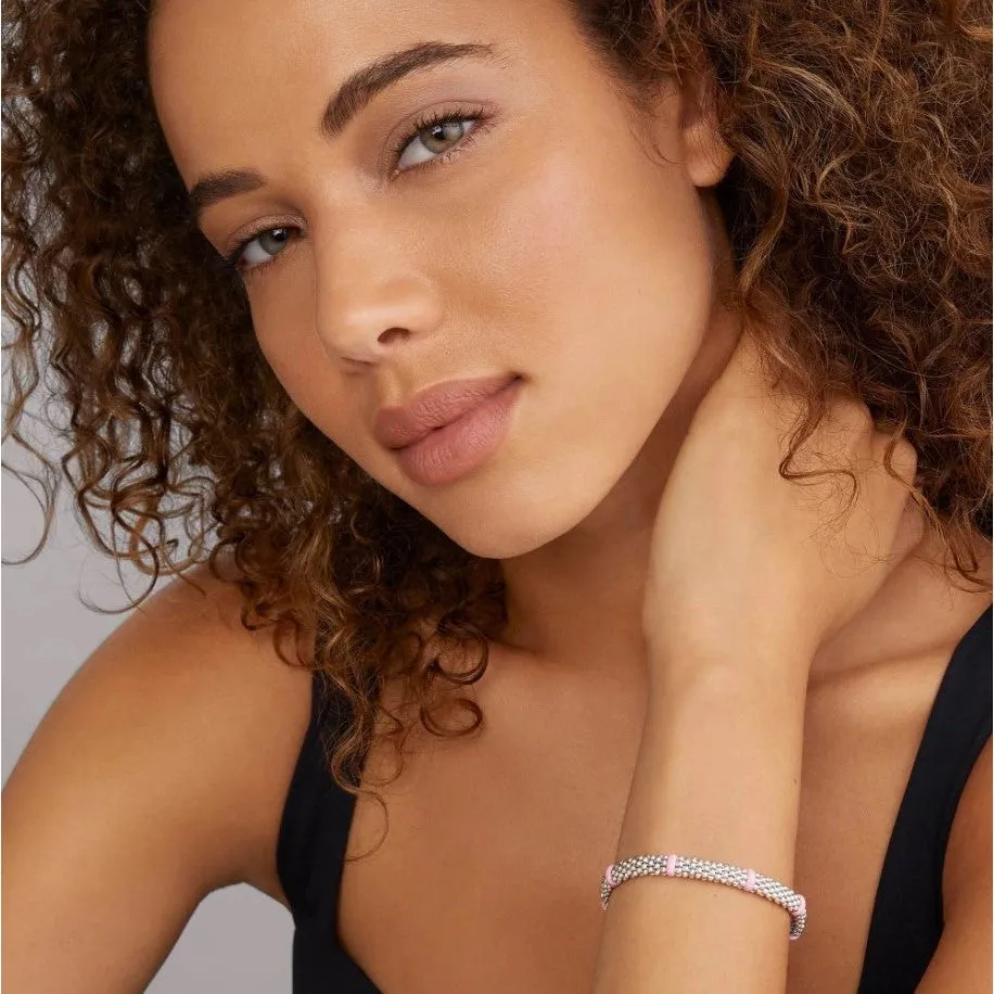 Lagos Sterling Silver & Pink Caviar Seven Station Bracelet