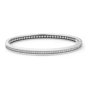 Lagos Sterling Silver Caviar Spark Diamond Bangle Bracelet