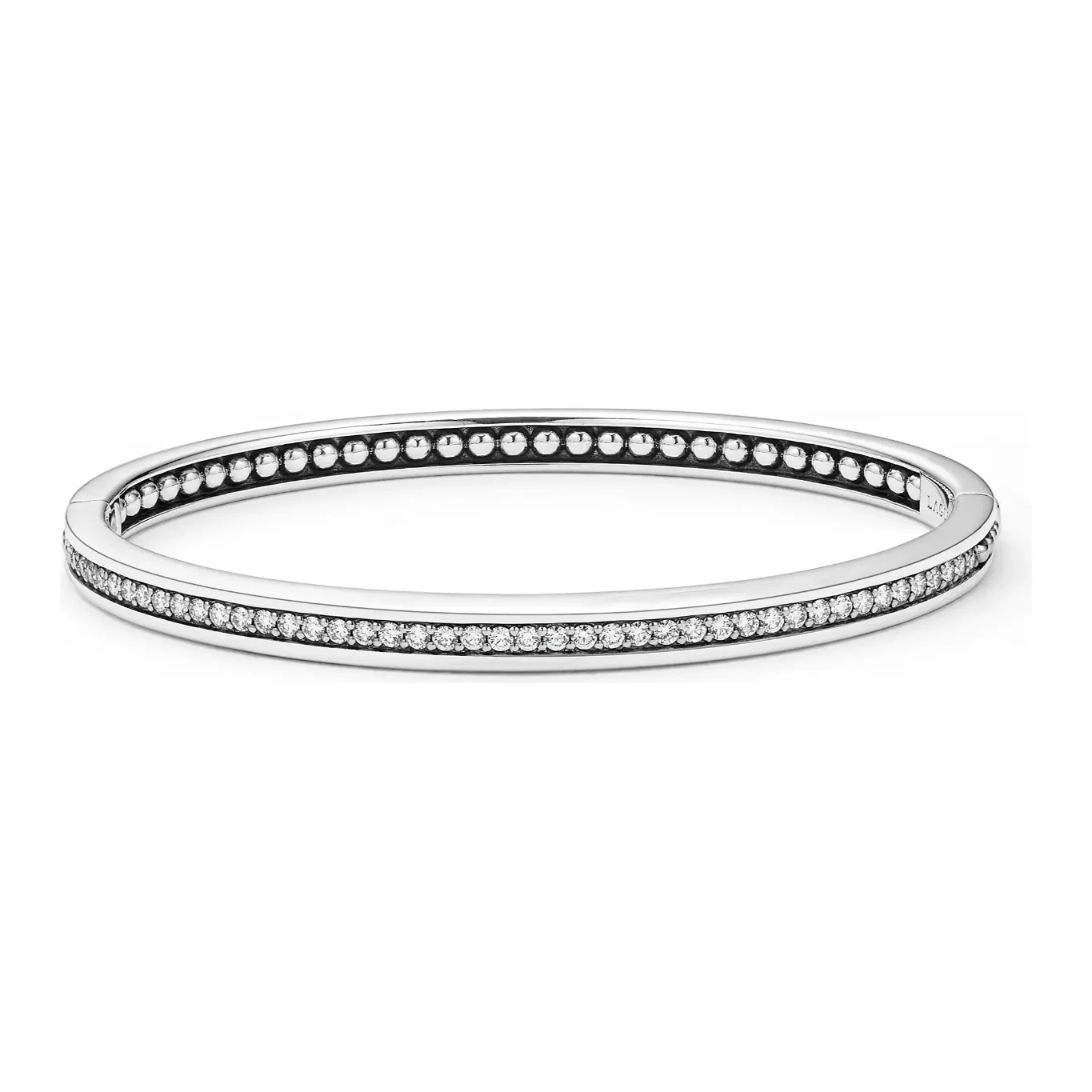 Lagos Sterling Silver Caviar Spark Diamond Bangle Bracelet