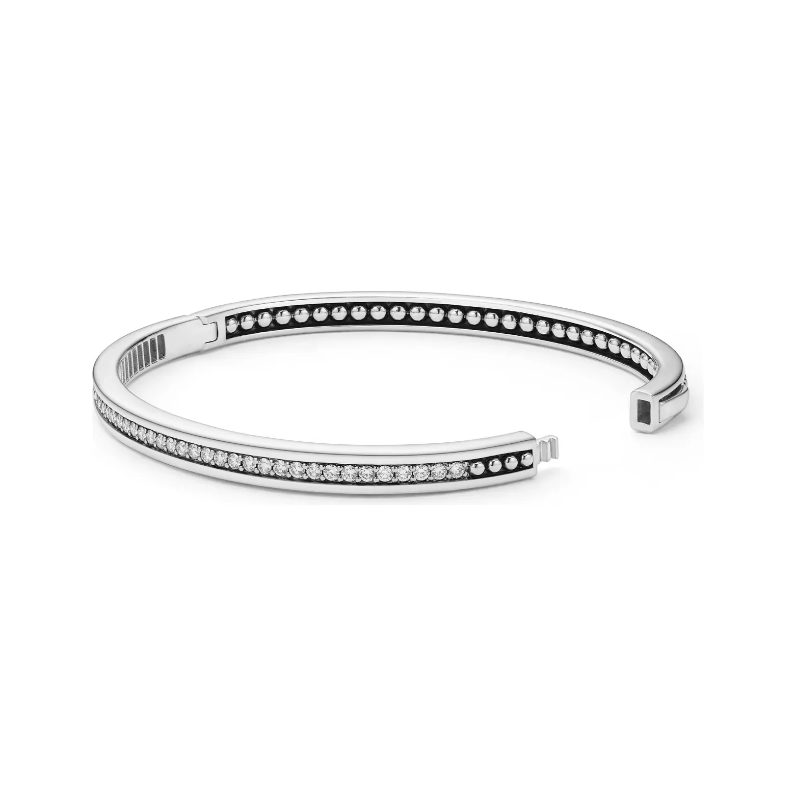 Lagos Sterling Silver Caviar Spark Diamond Bangle Bracelet