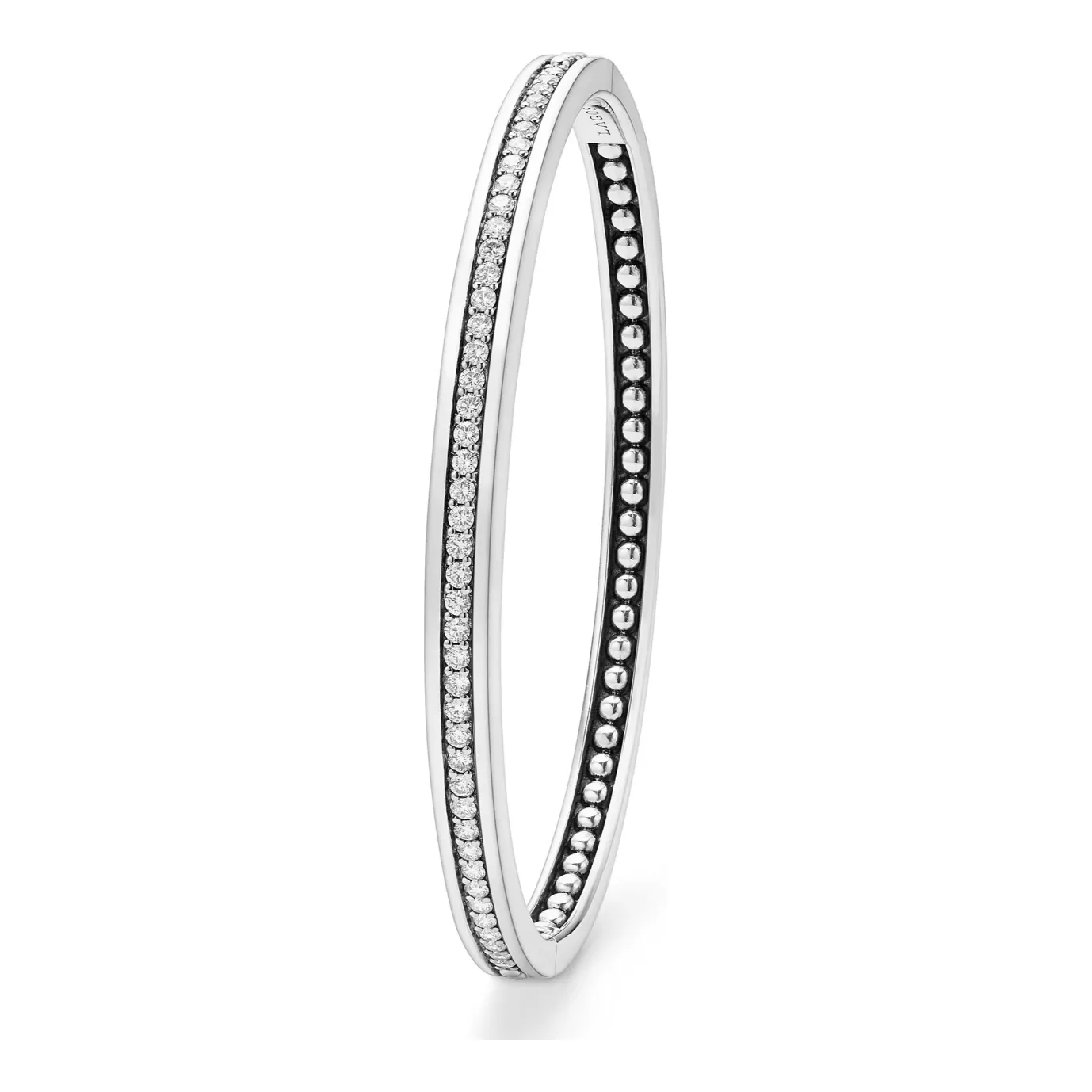 Lagos Sterling Silver Caviar Spark Diamond Bangle Bracelet