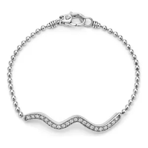 Lagos Sterling Silver Caviar Spark Wave Diamond Bar Bracelet