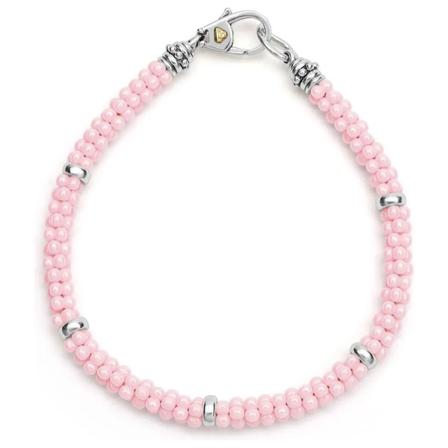 Lagos Sterling Silver Pink Caviar 5mm Ceramic Bracelet