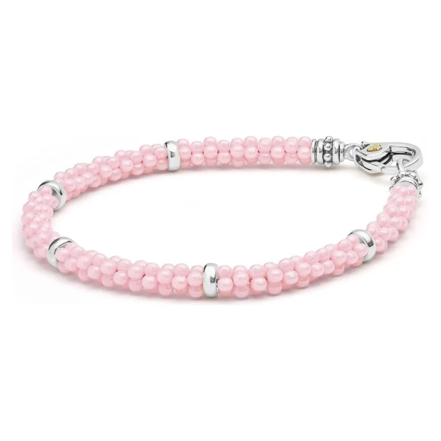 Lagos Sterling Silver Pink Caviar 5mm Ceramic Bracelet