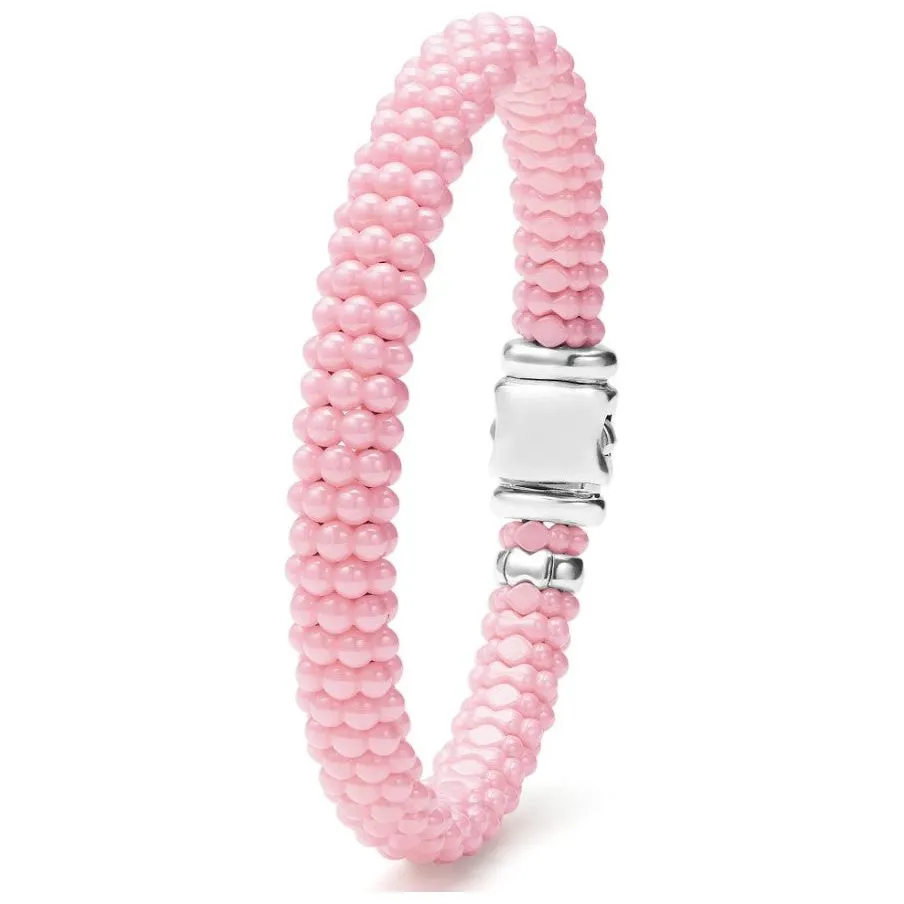 Lagos Sterling Silver Pink Caviar 9mm Ceramic Bracelet